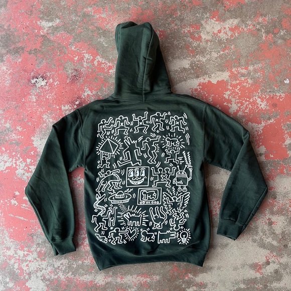 Keith Haring Puff Icons Hoodie Sweatshirt Urban Outfitters NWOT Heart - Picture 1 of 10